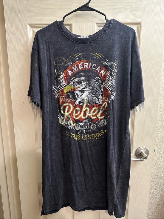 Mimi Chica Dresses & Skirts - Rebel Graphic Tee Dress - Black Vintage Wash